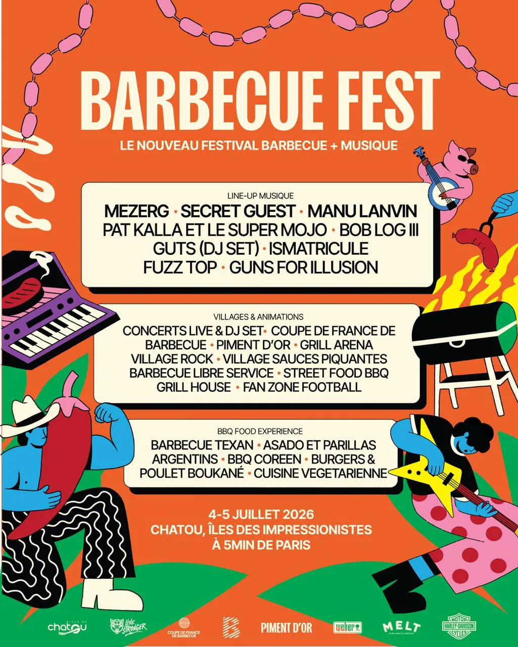 Affiche Barbecue Fest Paris, 4-5 Juillet 2026, Île des Impressionnistes Chatou